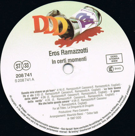 Eros Ramazzotti : In Certi Momenti (LP, Album)
