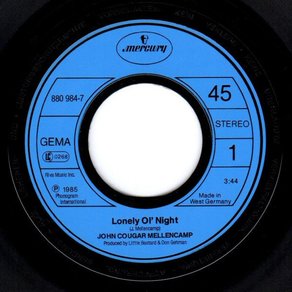 John Cougar Mellencamp : Lonely Ol' Night (7", Single)