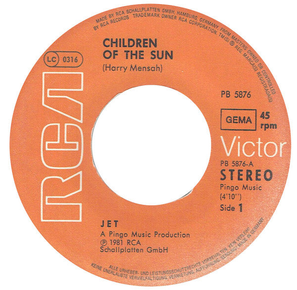 Jet (26) : Children Of The Sun (7", Single)