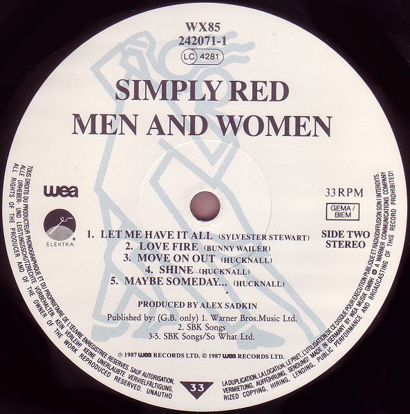 Simply Red : Men And Women (LP, Album, SBK)