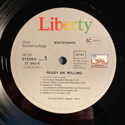 Whitesnake : Ready An' Willing (LP, Album, Club, RE)
