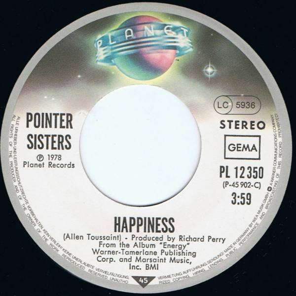 Pointer Sisters : Happiness (7", Single)