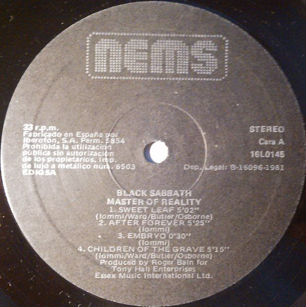 Black Sabbath : Master Of Reality (LP, Album, RE, Ibe)