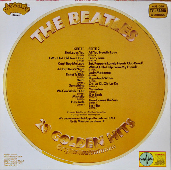 The Beatles : 20 Golden Hits (LP, Comp, Emb)
