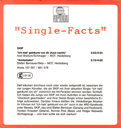 Skip (12) : Ich Hab' Geträumt Von Dir (Heut Nacht) (7", Single)