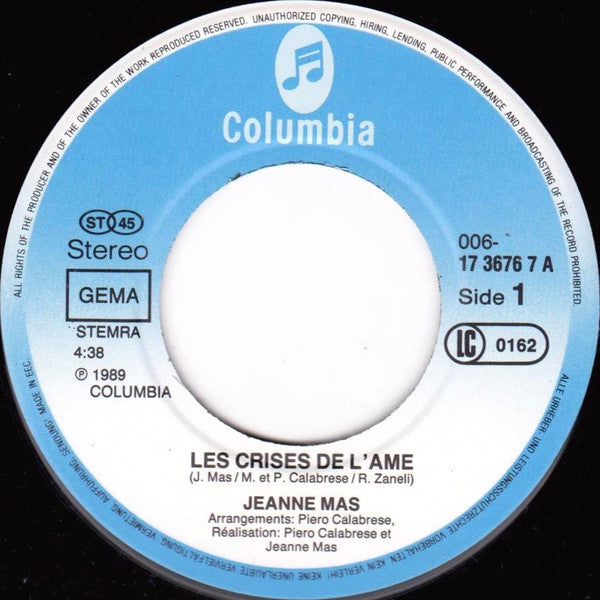 Jeanne Mas : Les Crises De L'Ame (7", Single)
