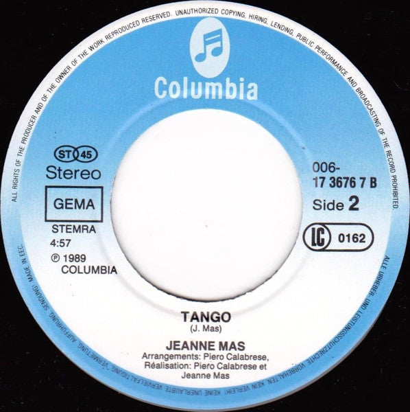 Jeanne Mas : Les Crises De L'Ame (7", Single)