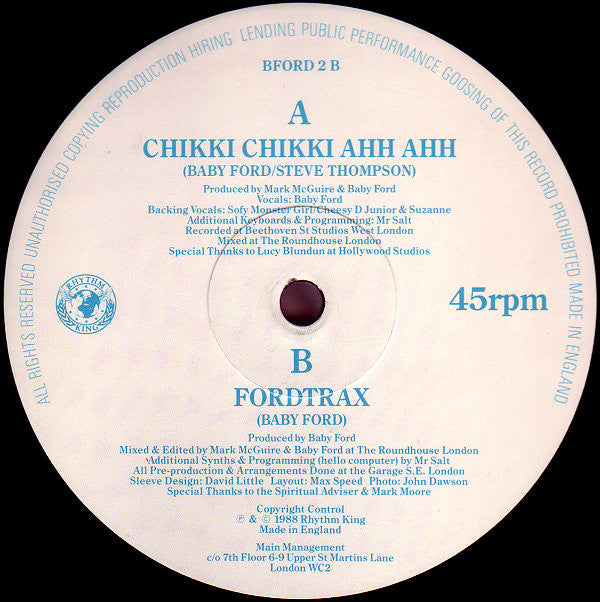 Baby Ford : Chikki Chikki Ahh Ahh (12")