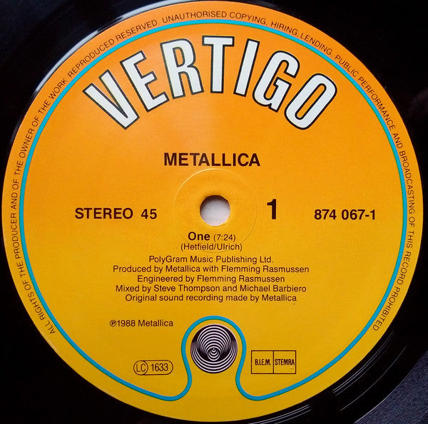 Metallica : One (12", Single)