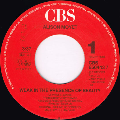 Alison Moyet : Weak In The Presence Of Beauty (7", Single)