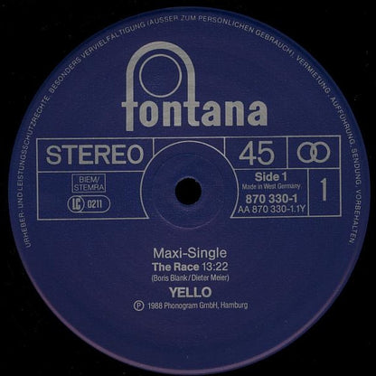 Yello : The Race (12", Maxi)