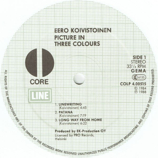Eero Koivistoinen : Picture In Three Colours (LP, Album, Whi)