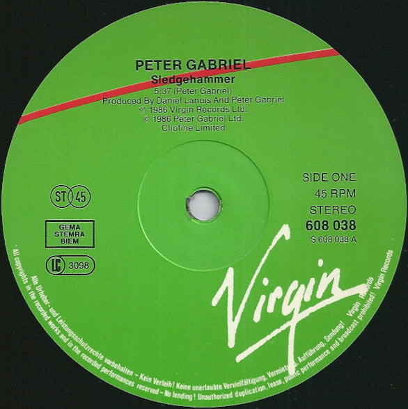 Peter Gabriel : Sledgehammer (12", Maxi)