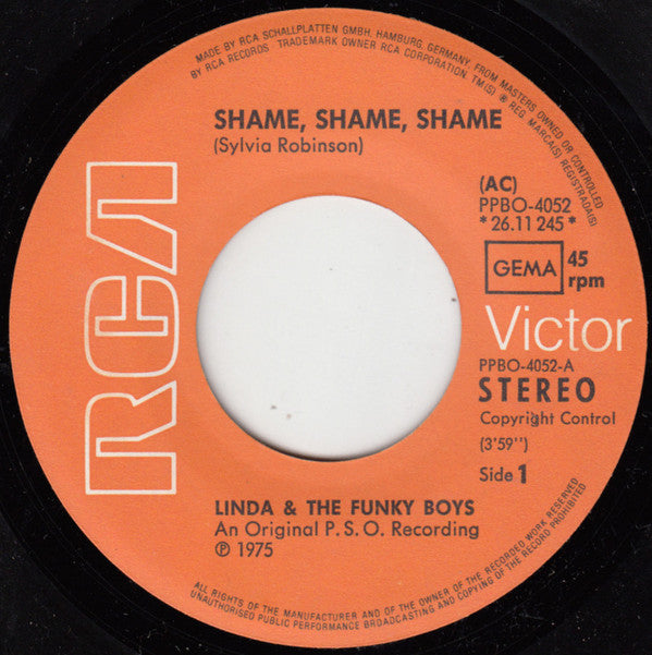 Linda Fields & The Funky Boys : Shame, Shame, Shame (7", Single)