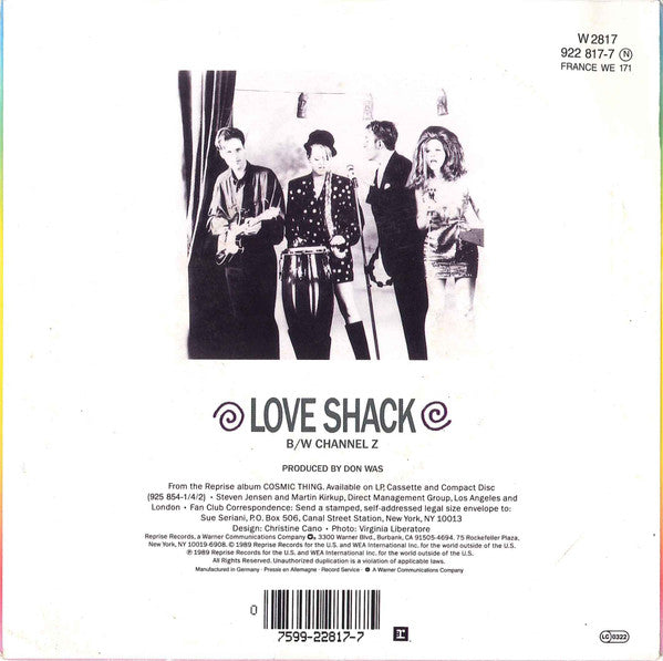 The B-52's : Love Shack (7", Single, Sol)