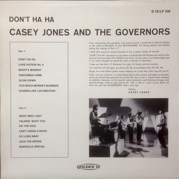 Casey Jones & The Governors : Don't Ha Ha (LP, Album)