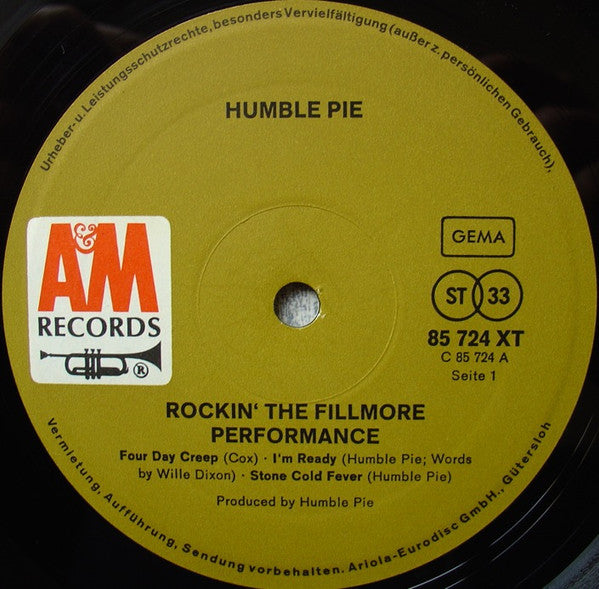 Humble Pie : Performance: Rockin' The Fillmore (2xLP, Album)