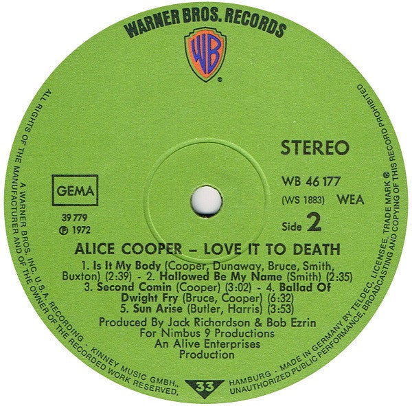 Alice Cooper : Love It To Death (LP, Album, RE)