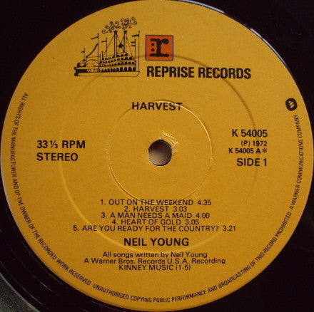 Neil Young : Harvest (LP, Album, RE, Gat)