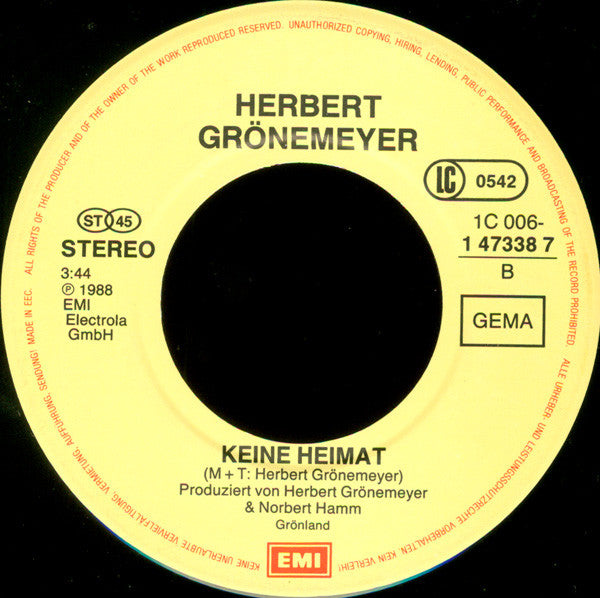 Herbert Grönemeyer : Was Soll Das (7", Single)