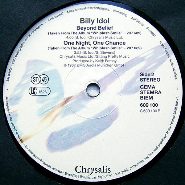 Billy Idol : Sweet Sixteen (12", Maxi)