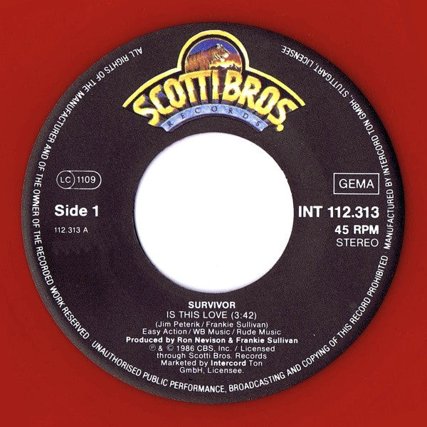 Survivor : Is This Love (7", Single, Red)