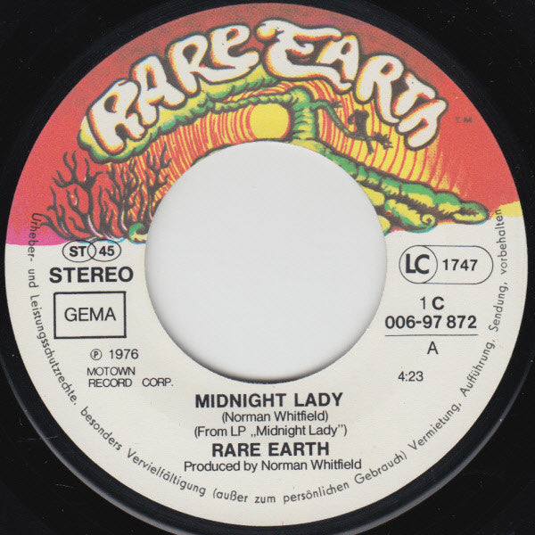 Rare Earth : Midnight Lady (7", Single)