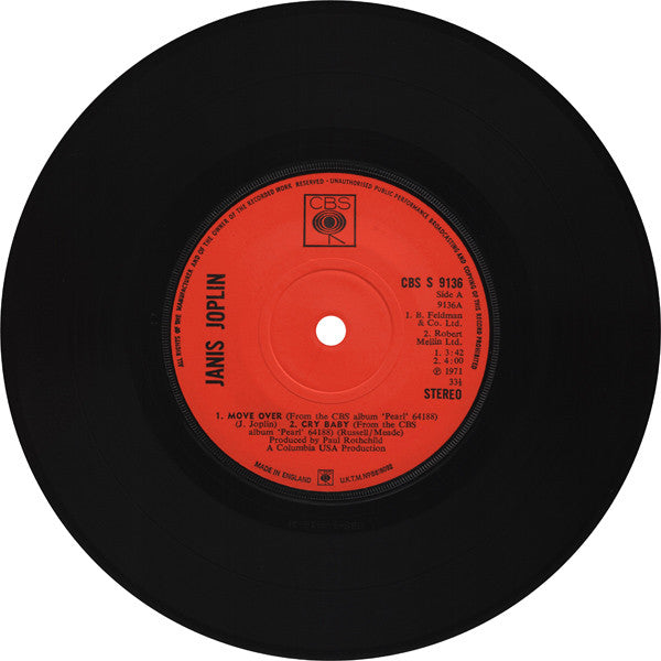 Janis Joplin : Move Over (7", Maxi)