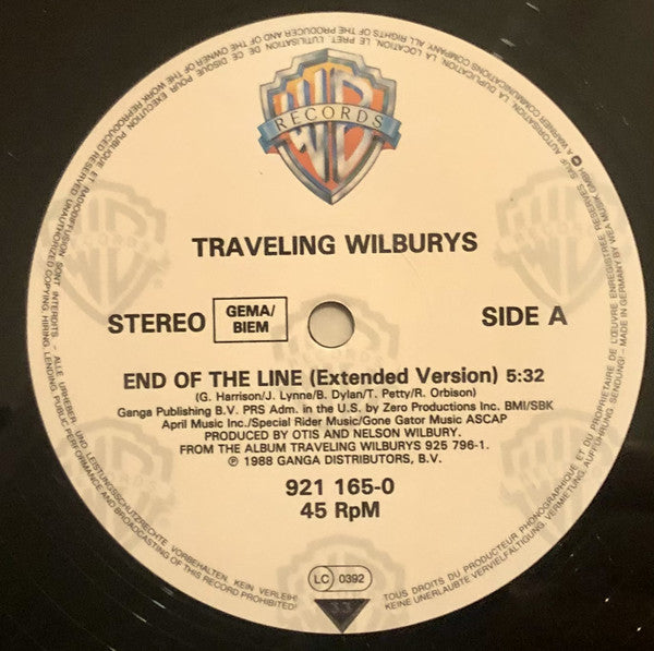 Traveling Wilburys : End Of The Line (12")