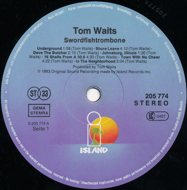 Tom Waits : Swordfishtrombones (LP, Album)