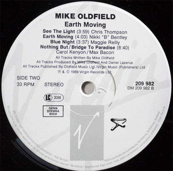 Mike Oldfield : Earth Moving (LP, Album)