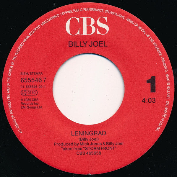 Billy Joel : Leningrad (7", Single)