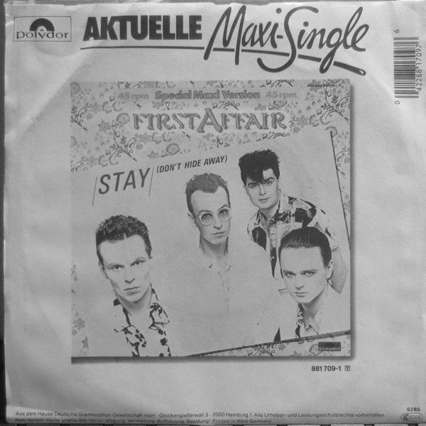 First Affair : Stay (Don't Hide Away) (7", Single)