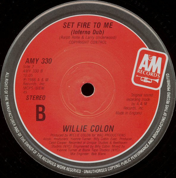 Willie Colón : Set Fire To Me (12")