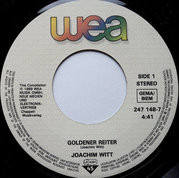 Joachim Witt : Goldener Reiter / Kosmetik (7", RE)