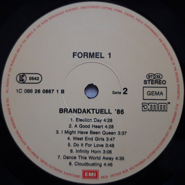 Various : Formel Eins - Brandaktuell '86 (LP, Comp, DMM)