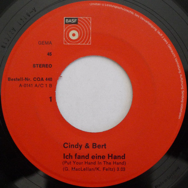 Cindy & Bert : Ich Fand Eine Hand (7", Single)