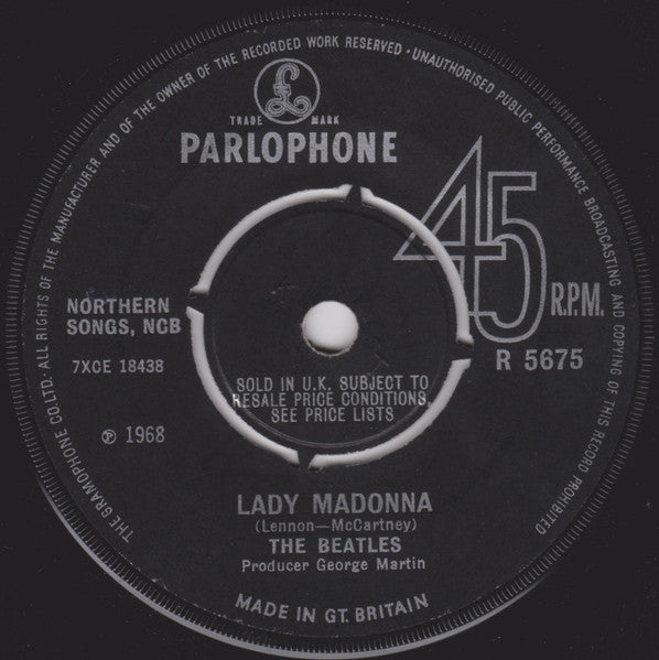 The Beatles : Lady Madonna (7", Single, Mono, 4 P)