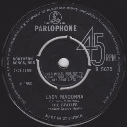 The Beatles : Lady Madonna (7", Single, Mono, 4 P)