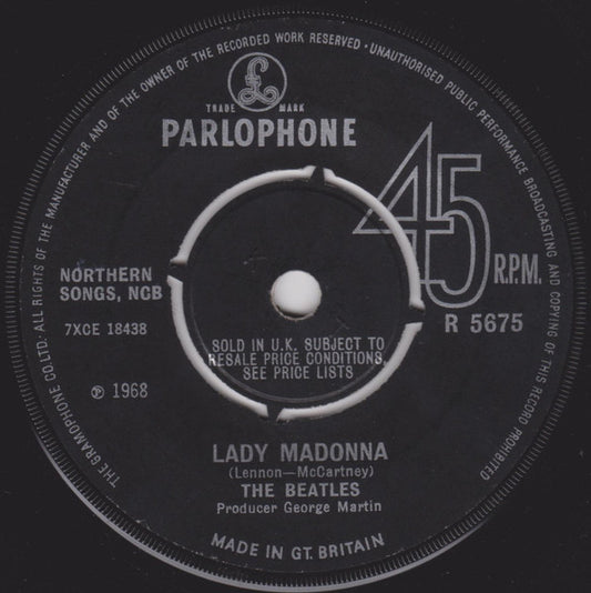 The Beatles : Lady Madonna (7", Single, Mono, 4 P)