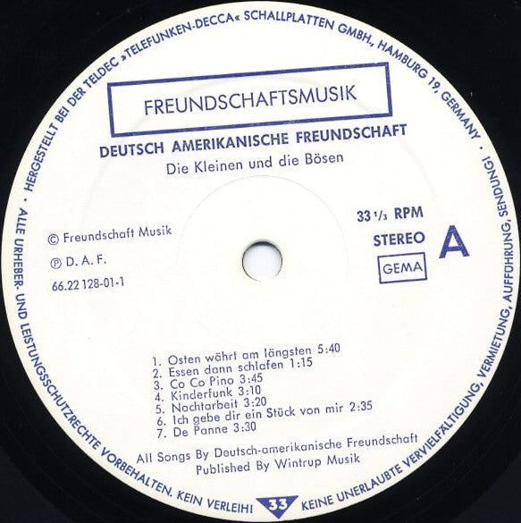 Deutsch Amerikanische Freundschaft : Die Kleinen Und Die Bösen (LP, Album)