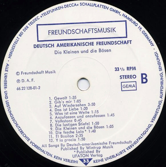 Deutsch Amerikanische Freundschaft : Die Kleinen Und Die Bösen (LP, Album)