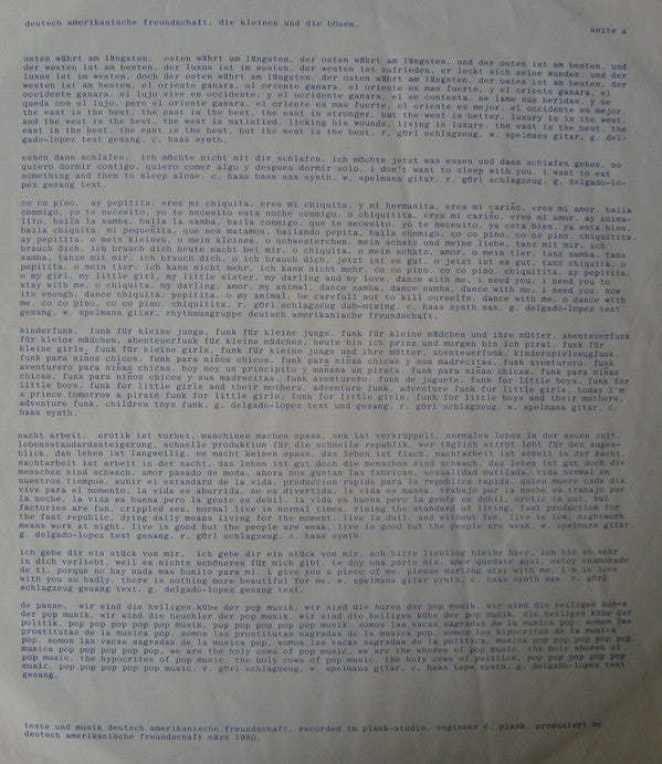 Deutsch Amerikanische Freundschaft : Die Kleinen Und Die Bösen (LP, Album)