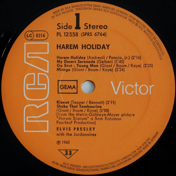 Elvis Presley : Harem Holiday (LP, Album, RE)