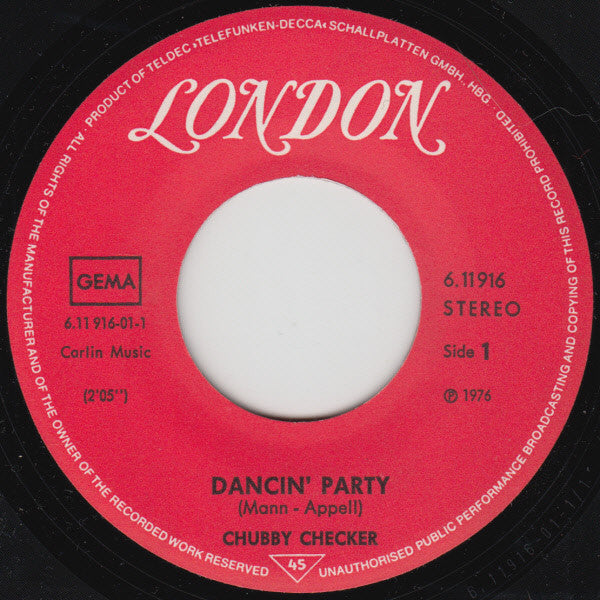 Chubby Checker : Dancin' Party (7", Single)