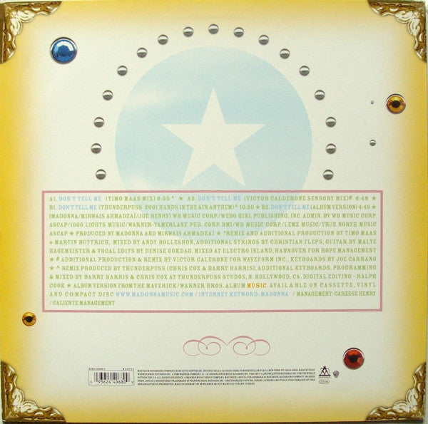 Madonna : Don't Tell Me (12", Blu)