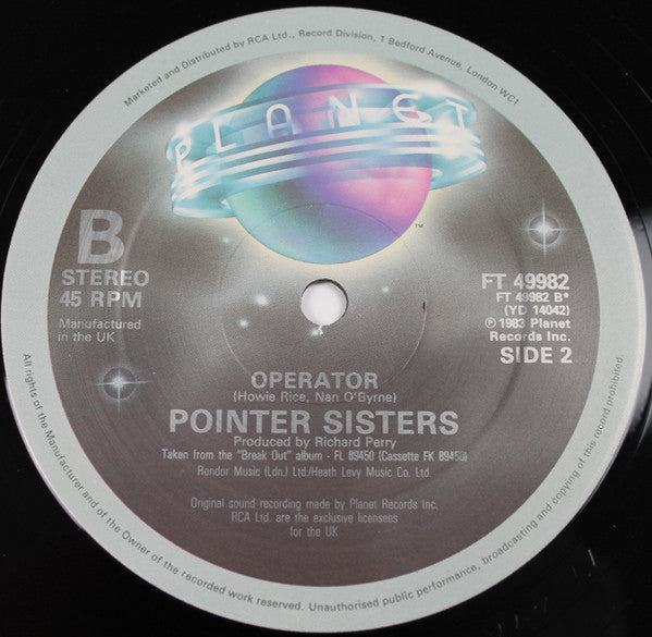 Pointer Sisters : Baby Come And Get It (12")