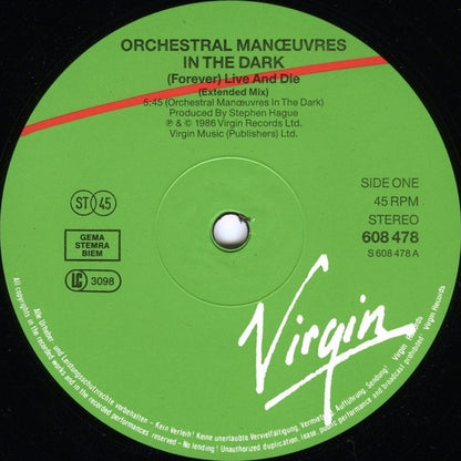 Orchestral Manœuvres In The Dark* : (Forever) Live And Die (Extended Remix) (12", Single)