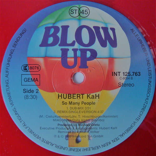 Hubert Kah : So Many People (Remix) (12", Maxi, Red)