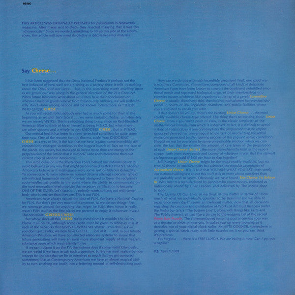 Frank Zappa : You Are What You Is (2xLP, Album, Gat)
